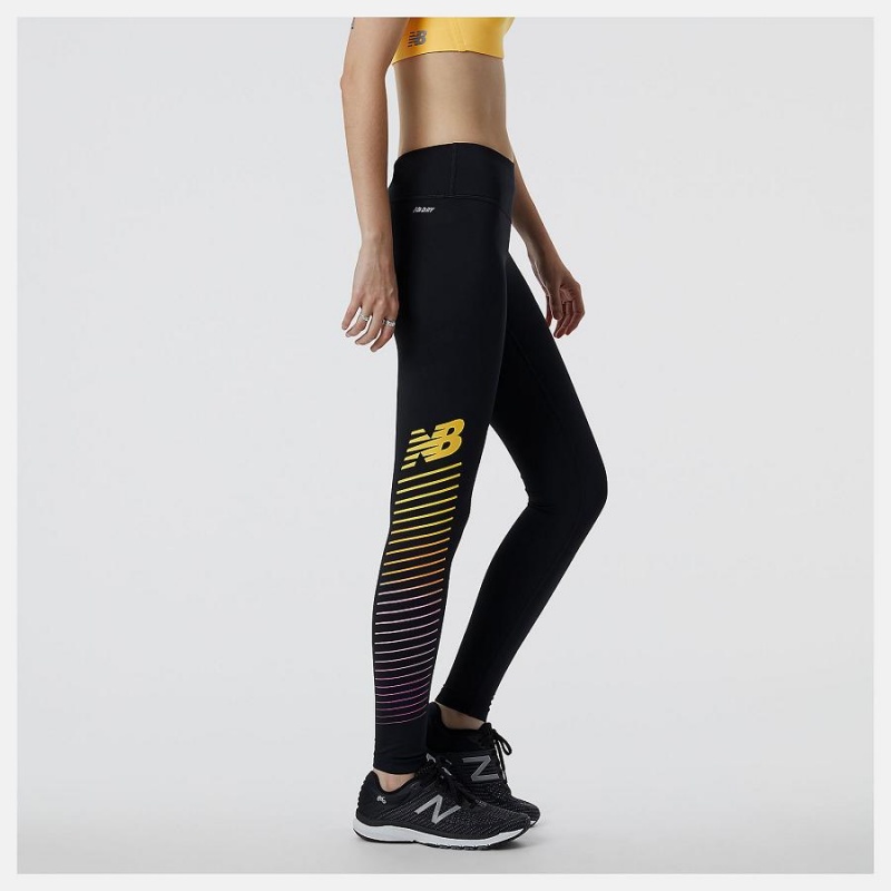Pantalon New Balance Reflective Print Accelerate Tight Mujer Negras | EC 2114AP