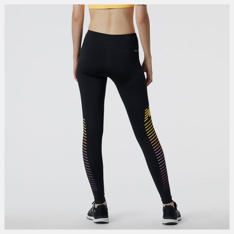 Pantalon New Balance Reflective Print Accelerate Tight Mujer Negras | EC 2114AP