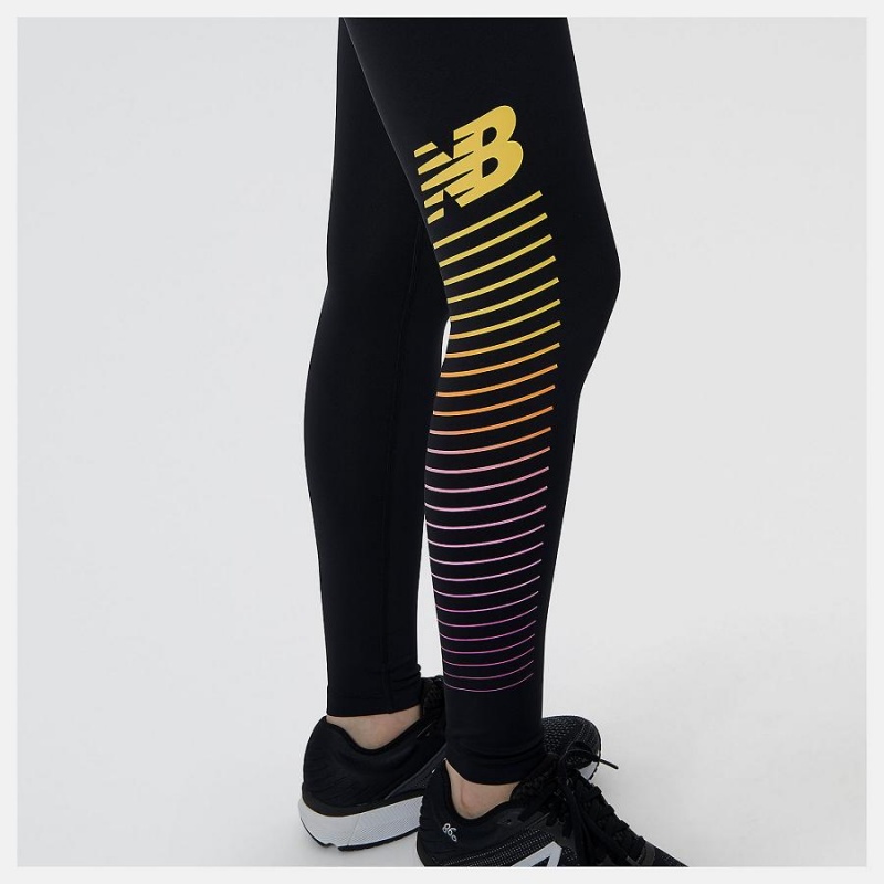 Pantalon New Balance Reflective Print Accelerate Tight Mujer Negras | EC 2114AP