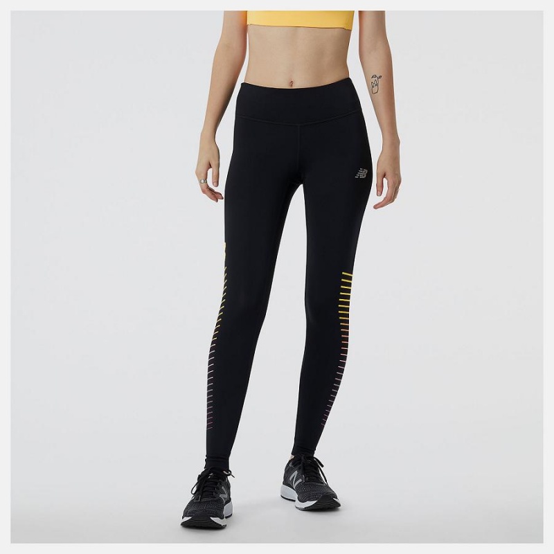 Pantalon New Balance Reflective Print Accelerate Tight Mujer Negras | EC 2114AP
