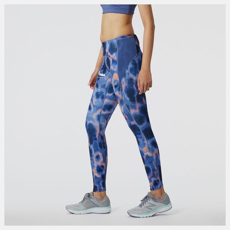Pantalon New Balance Run For Life Printed Impact Run Tight Mujer Azules | EC 2118GL