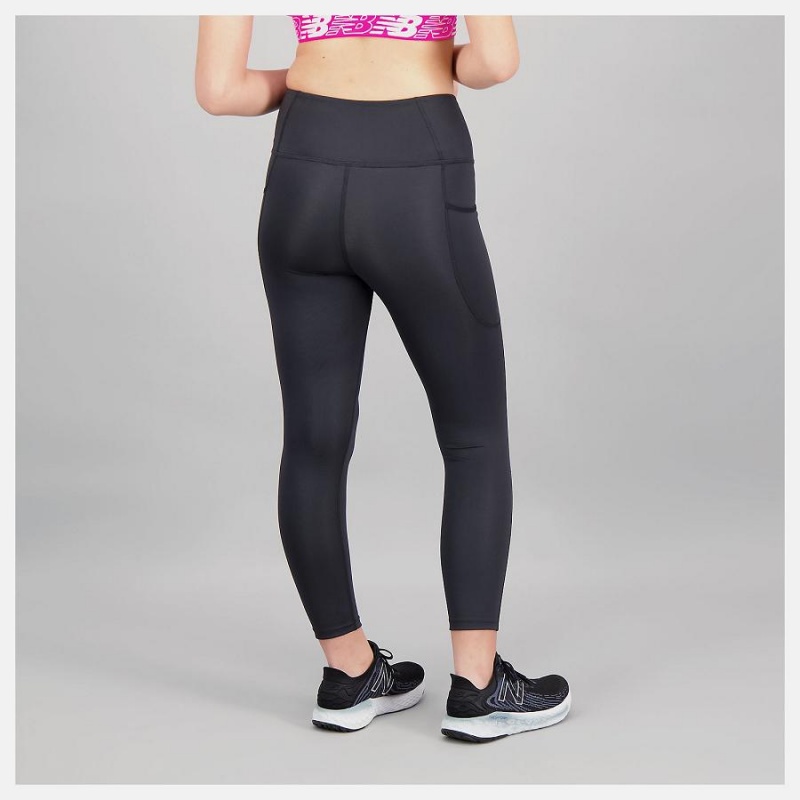 Pantalon New Balance Shape Shield High Rise Pocket Crop Mujer Negras | EC 2120JJ