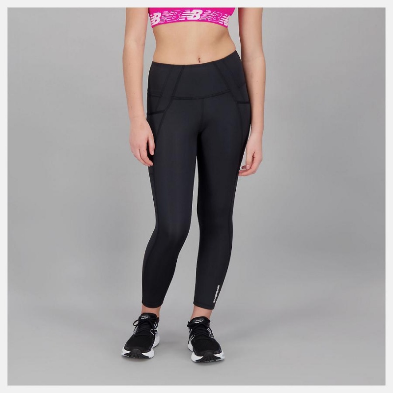 Pantalon New Balance Shape Shield High Rise Pocket Crop Mujer Negras | EC 2120JJ