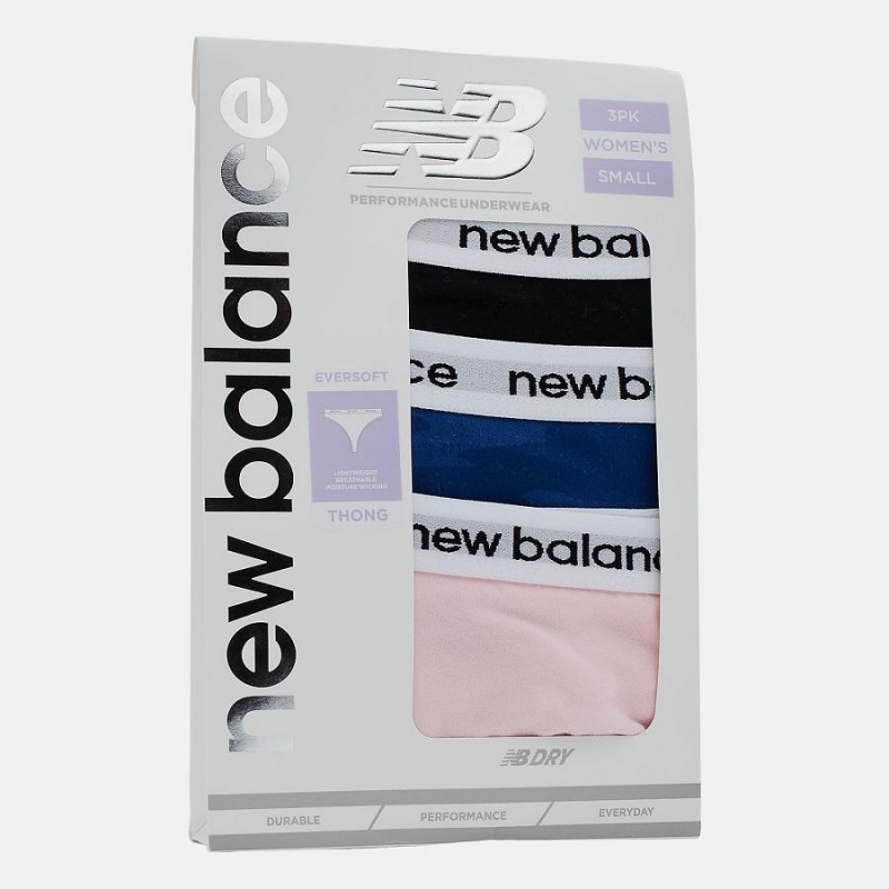 Ropa Interior New Balance Eversoft Thong 3PK Mujer Negras | EC 2057YU