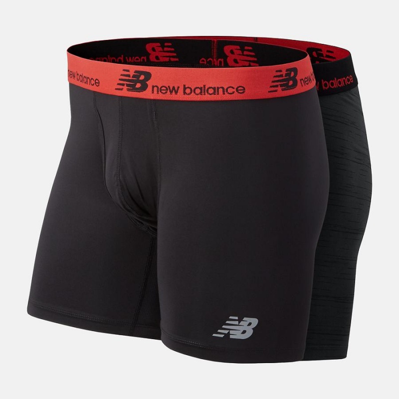 Ropa Interior New Balance Mens 6 Inch Boxer Brief 2 Pack Hombre Negras Rojas | EC 1299WY