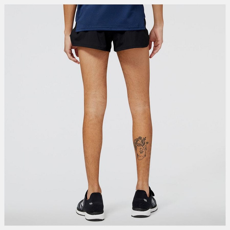 Short New Balance Accelerate 3 Inch Split Hombre Negras | EC 1415FM