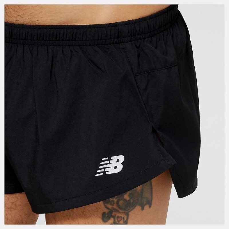 Short New Balance Accelerate 3 Inch Split Hombre Negras | EC 1415FM