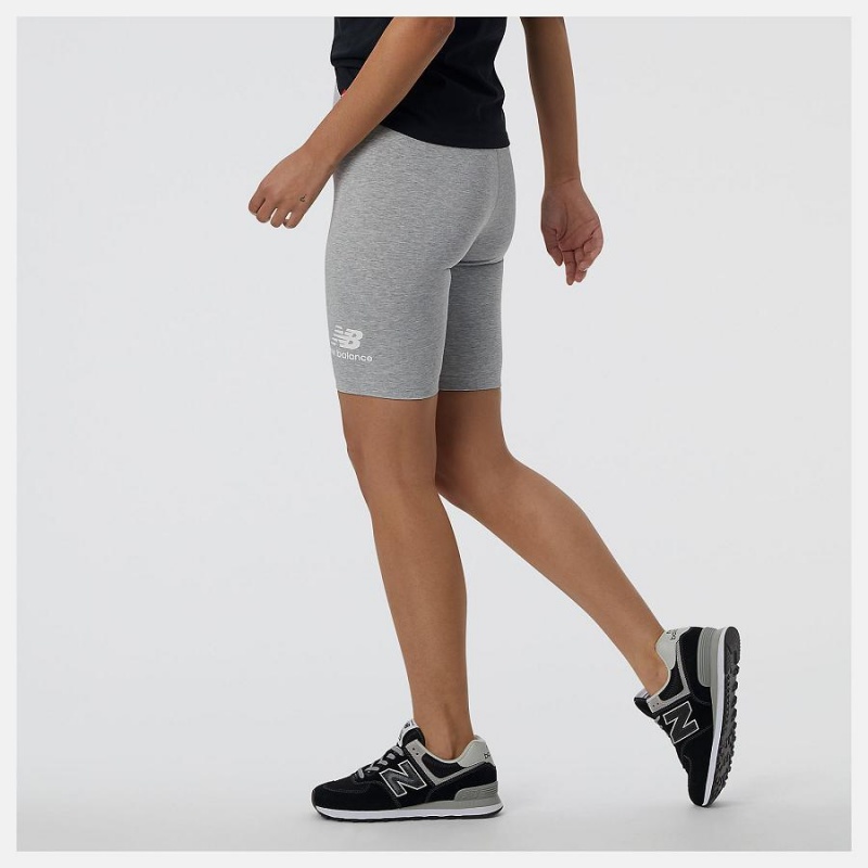 Short New Balance Essentials Stacked Fitted Mujer Gris | EC 2132EX