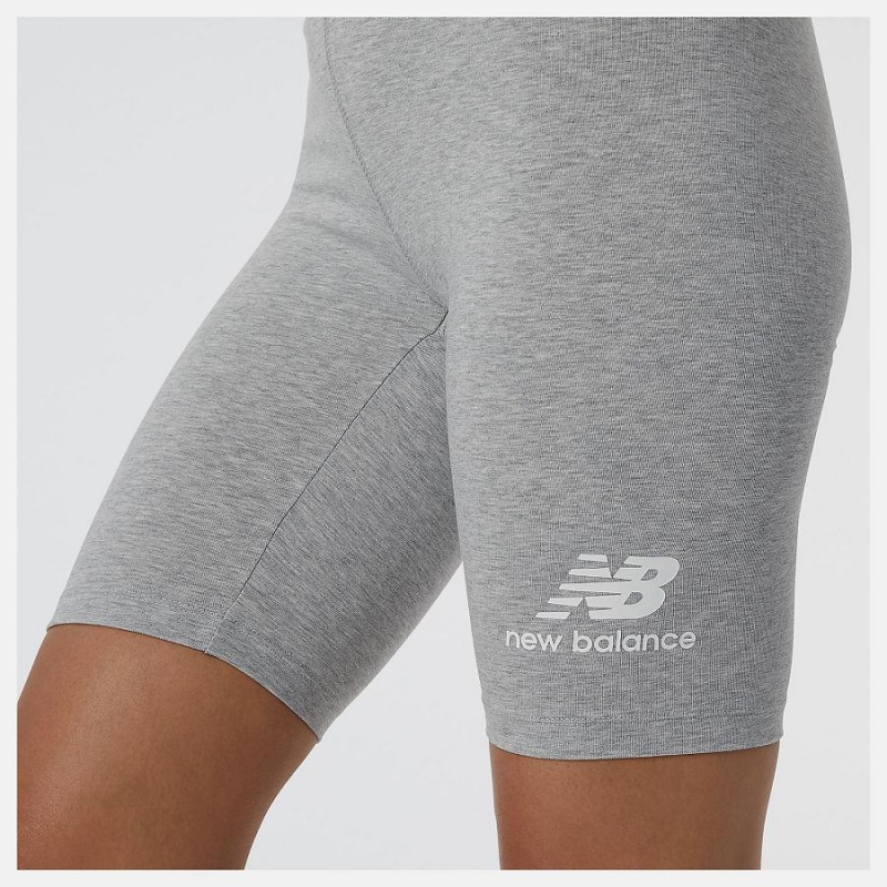 Short New Balance Essentials Stacked Fitted Mujer Gris | EC 2132EX