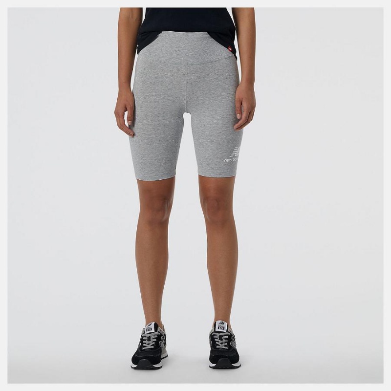 Short New Balance Essentials Stacked Fitted Mujer Gris | EC 2132EX