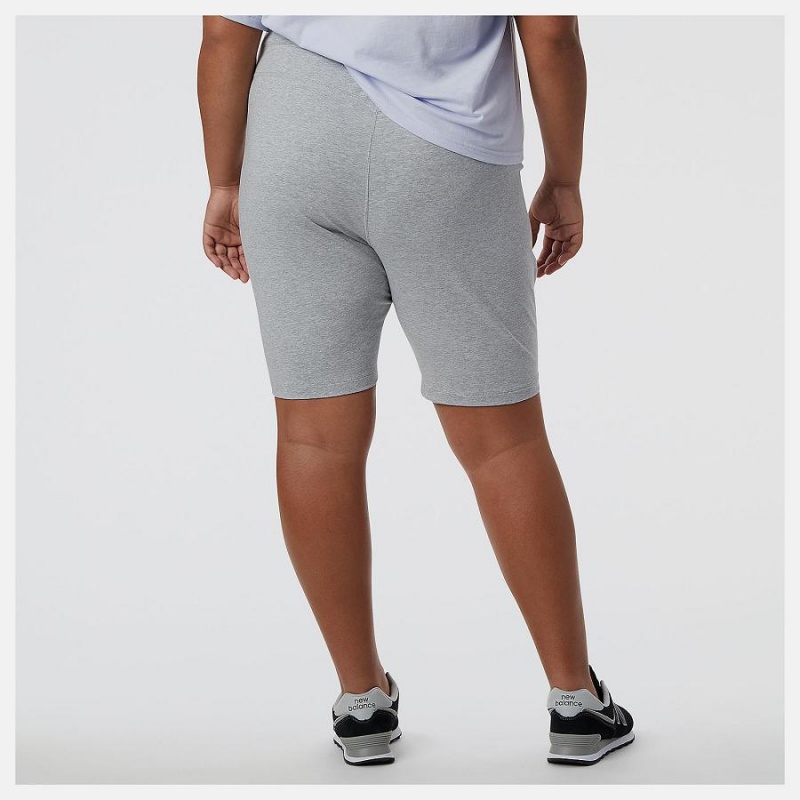 Short New Balance Essentials Stacked Fitted Mujer Plateadas | EC 2131WY