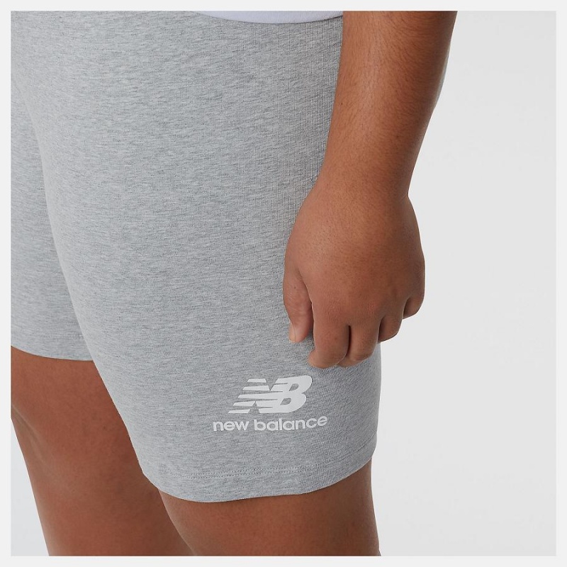 Short New Balance Essentials Stacked Fitted Mujer Plateadas | EC 2131WY