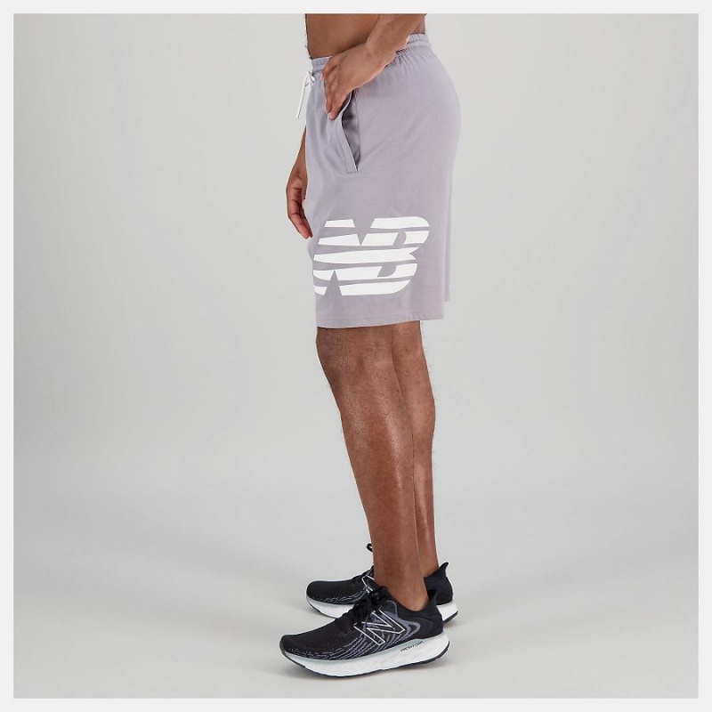 Short New Balance Heathertech Knit Hombre Gris | EC 1428QZ