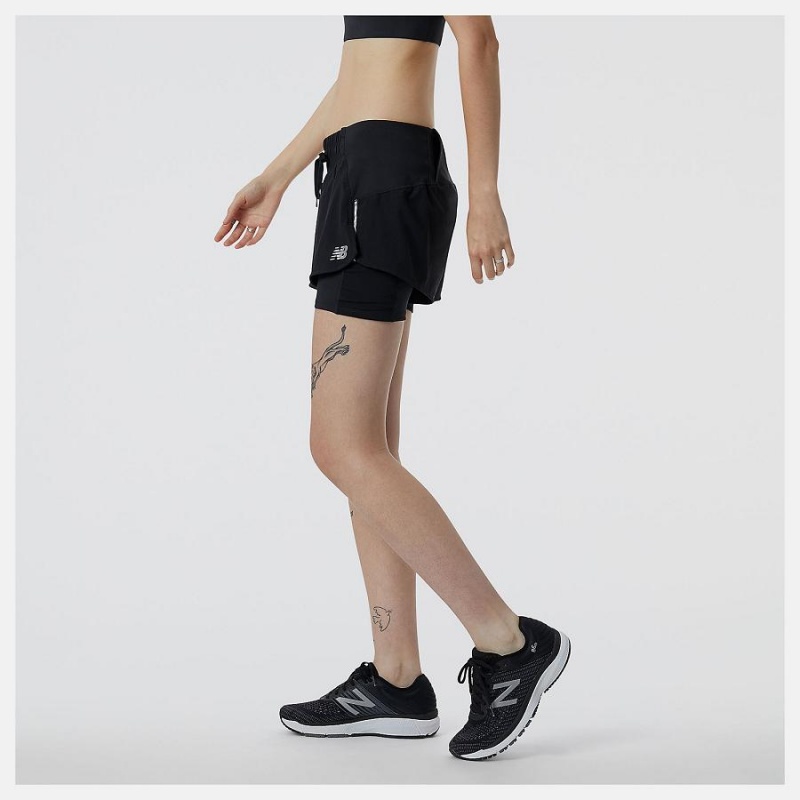 Short New Balance Impact Run 2in1 Mujer Negras | EC 2134TV