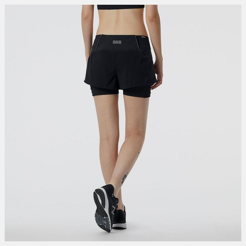 Short New Balance Impact Run 2in1 Mujer Negras | EC 2134TV