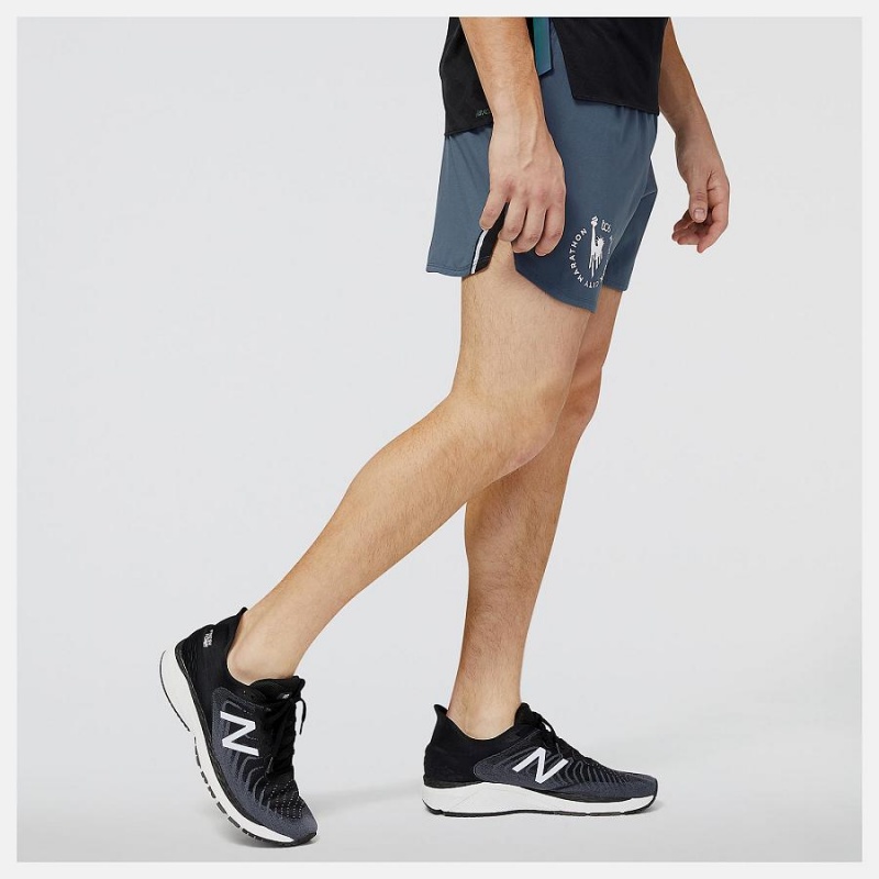 Short New Balance NYC Marathon Impact Run 5 Inch Hombre Azules Oscuro | EC 1437PQ