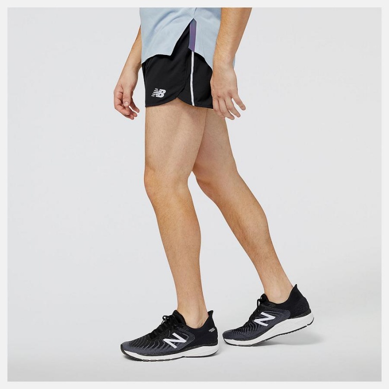 Short New Balance NYC Marathon Impact Run 3 Inch Split Hombre Negras | EC 1436OR