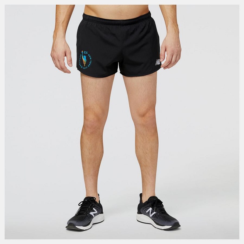 Short New Balance NYC Marathon Impact Run 3 Inch Split Hombre Negras | EC 1436OR