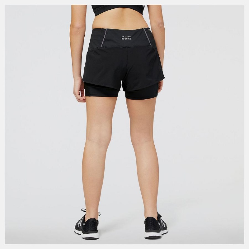 Short New Balance NYC Marathon Impact Run 2in1 Mujer Negras | EC 2139PQ