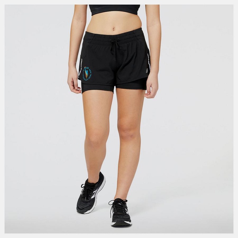 Short New Balance NYC Marathon Impact Run 2in1 Mujer Negras | EC 2139PQ