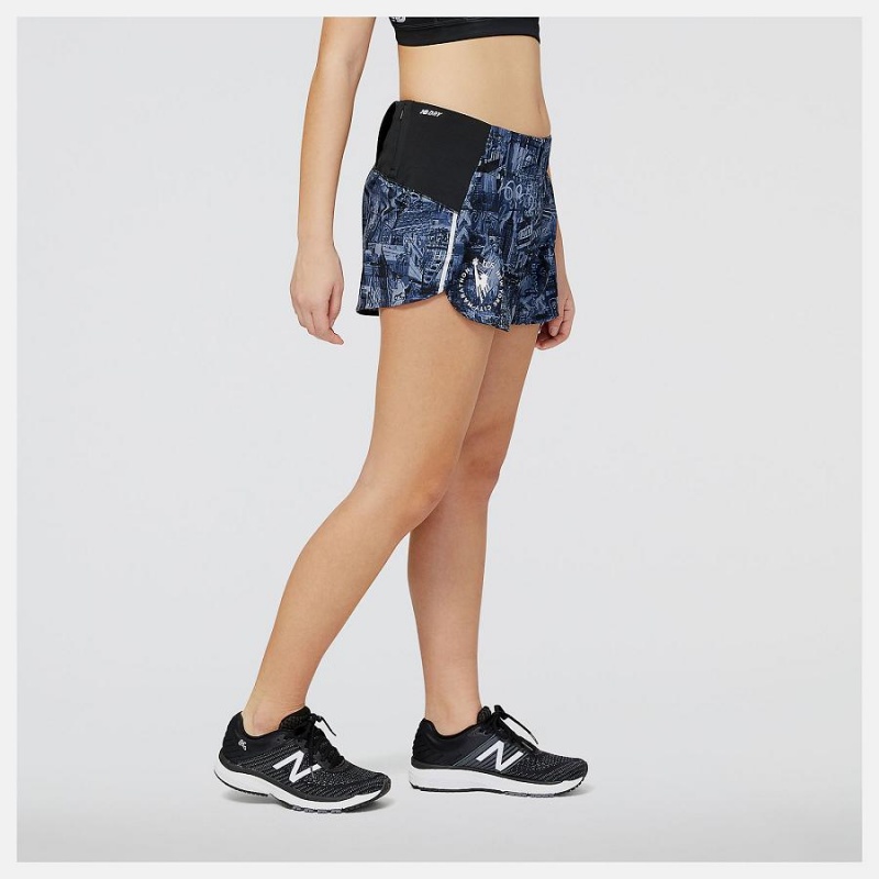 Short New Balance NYC Marathon Printed Impact Run 3in Mujer Azules | EC 2142DN