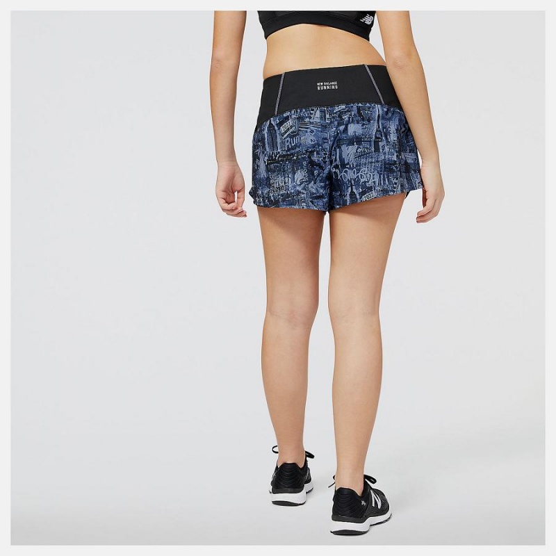 Short New Balance NYC Marathon Printed Impact Run 3in Mujer Azules | EC 2142DN