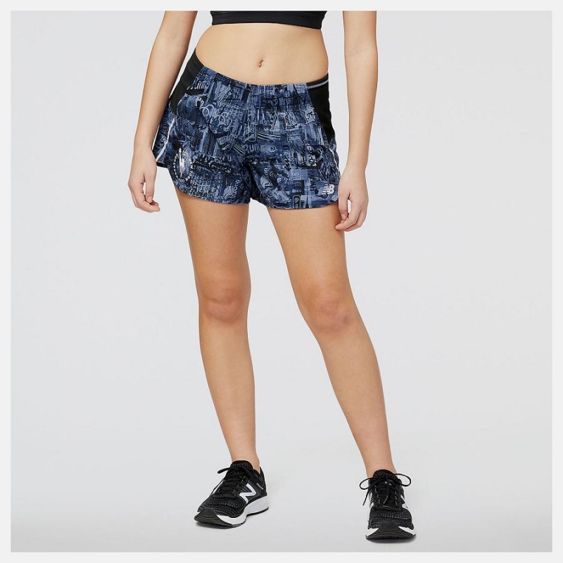Short New Balance NYC Marathon Printed Impact Run 3in Mujer Azules | EC 2142DN