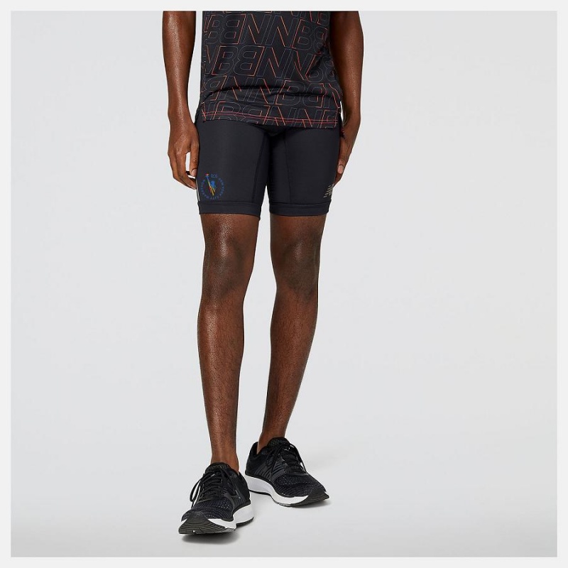 Short New Balance NYC Marathon Q Speed 9 Inch Half Tight Hombre Negras | EC 1440DN