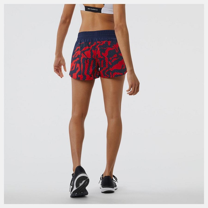 Short New Balance Printed Accelerate 2.5 inch Mujer Negras Rojas | EC 2143FM