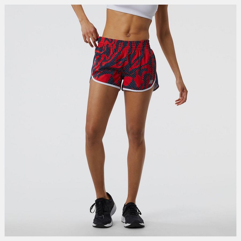 Short New Balance Printed Accelerate 2.5 inch Mujer Negras Rojas | EC 2143FM