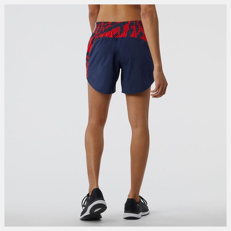 Short New Balance Printed Accelerate 5 inch Mujer Azules | EC 2144GL