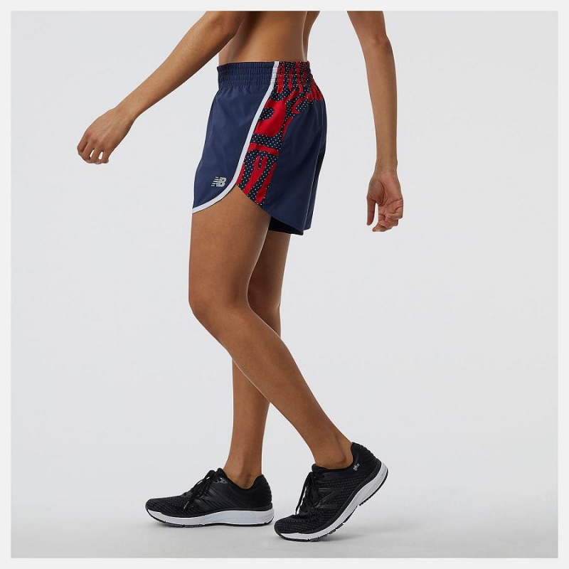 Short New Balance Printed Accelerate 5 inch Mujer Azules | EC 2144GL