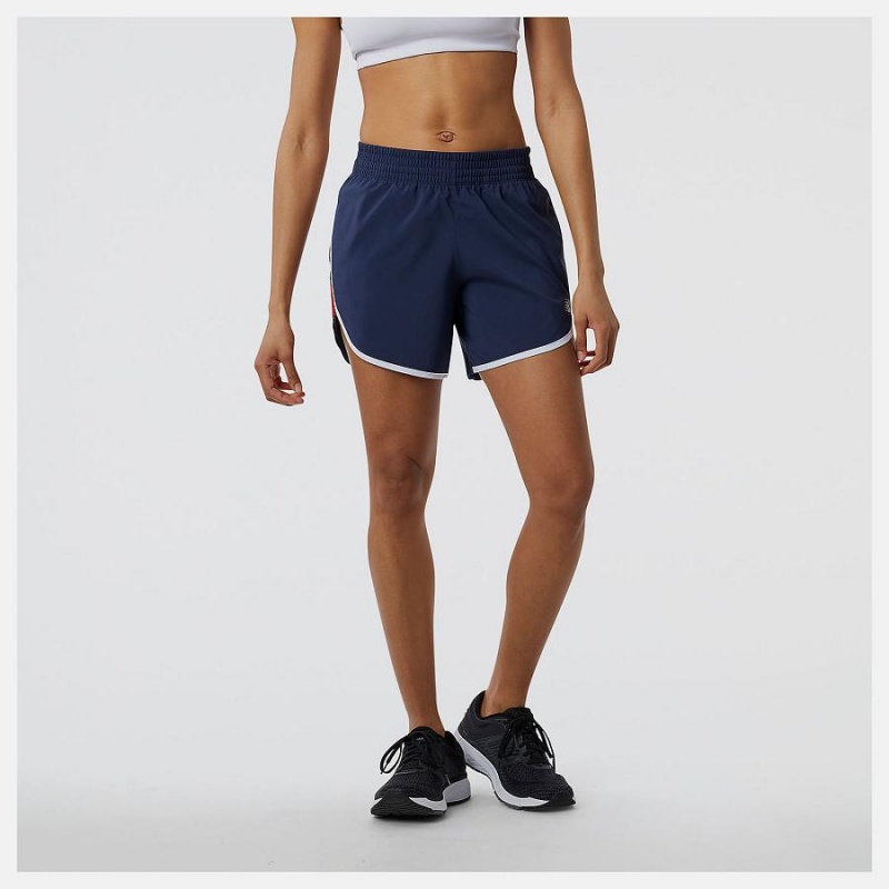 Short New Balance Printed Accelerate 5 inch Mujer Azules | EC 2144GL