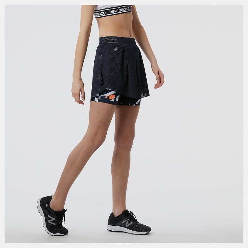 Short New Balance Printed Tournament Mesh Mujer Negras | EC 2145HK