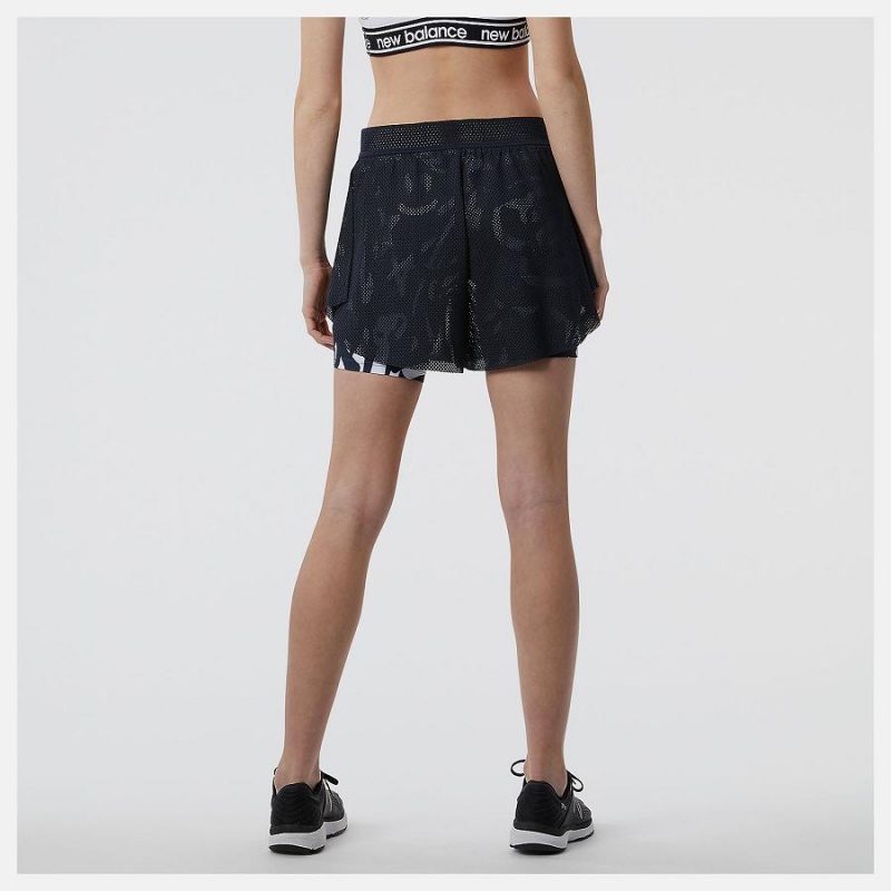 Short New Balance Printed Tournament Mesh Mujer Negras | EC 2145HK