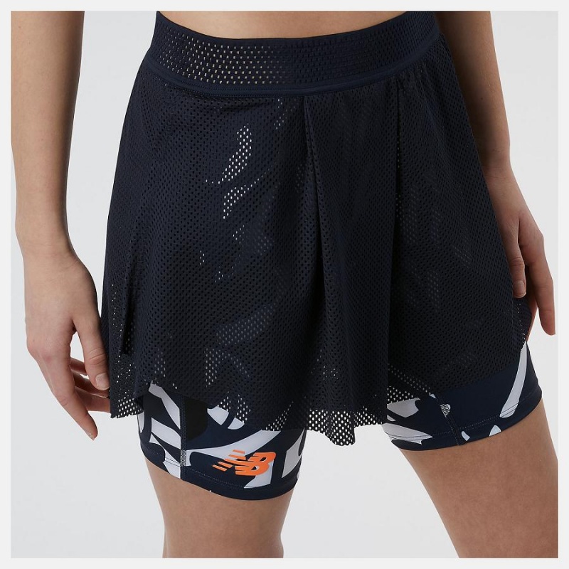 Short New Balance Printed Tournament Mesh Mujer Negras | EC 2145HK