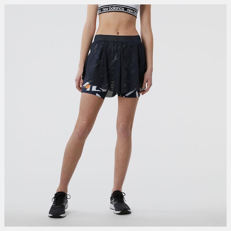 Short New Balance Printed Tournament Mesh Mujer Negras | EC 2145HK