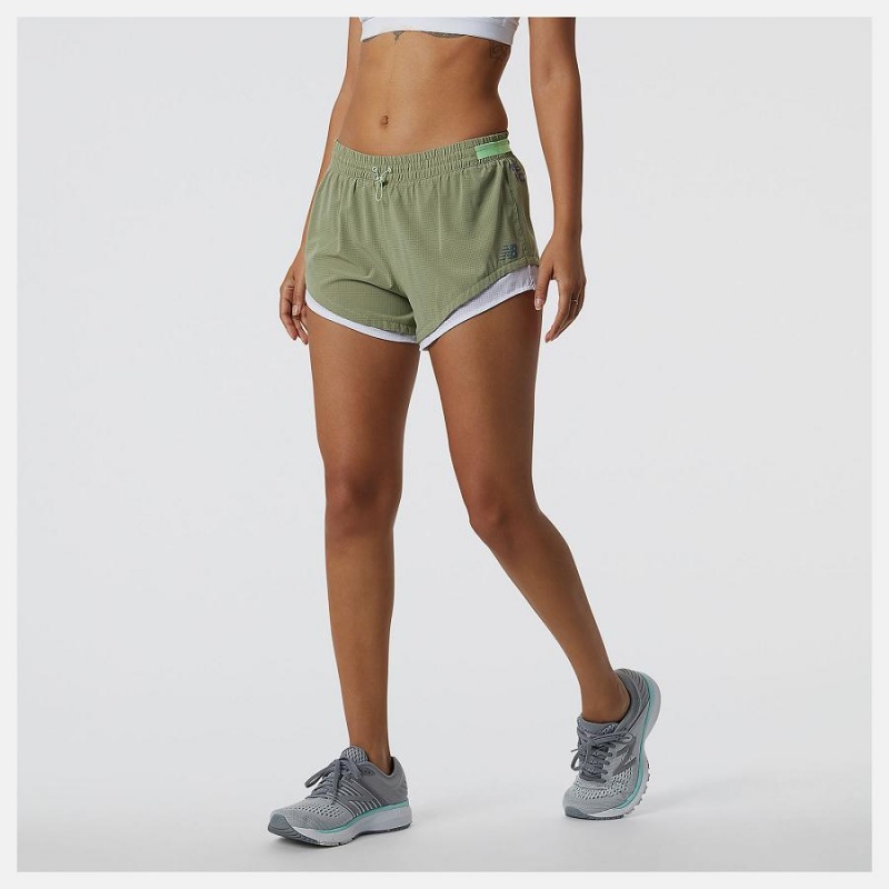 Short New Balance Q Speed Fuel Mujer Verde Oliva | EC 2147KI