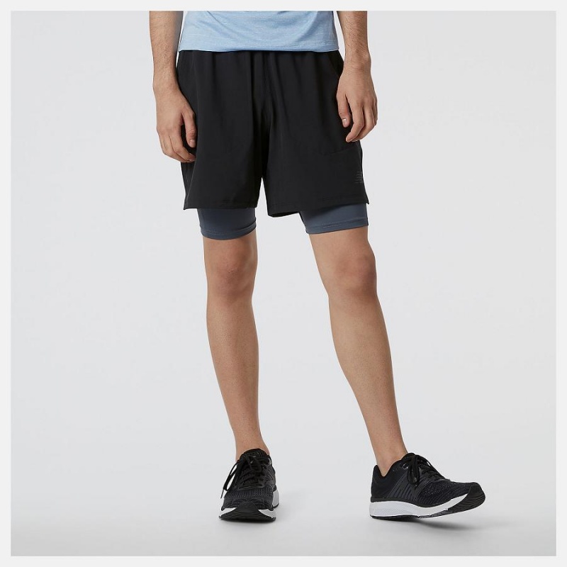 Short New Balance R.W.Tech 7 Inch 2-in-1 Hombre Negras | EC 1452NB