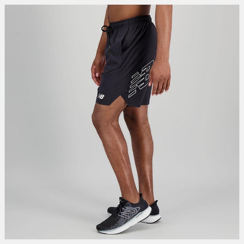 Short New Balance Tenacity Woven Logo 9 inch Hombre Negras | EC 1458TV