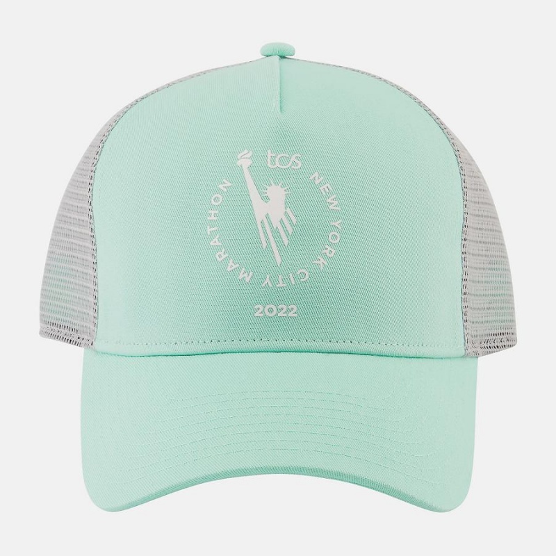 Sombreros New Balance NYC Marathon Trucker Hombre Verde Claro | EC 1237KI