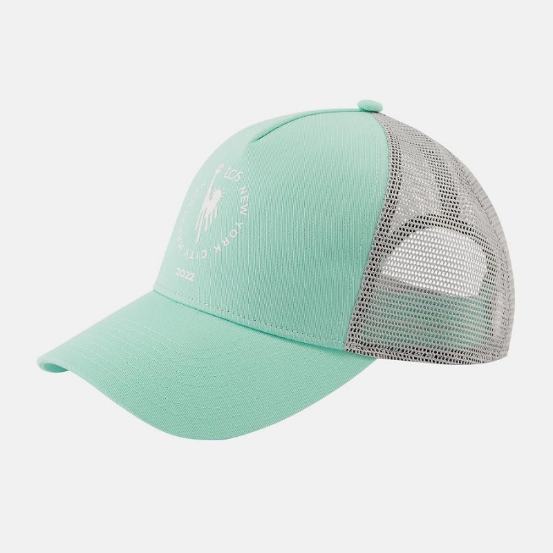 Sombreros New Balance NYC Marathon Trucker Hombre Verde Claro | EC 1237KI