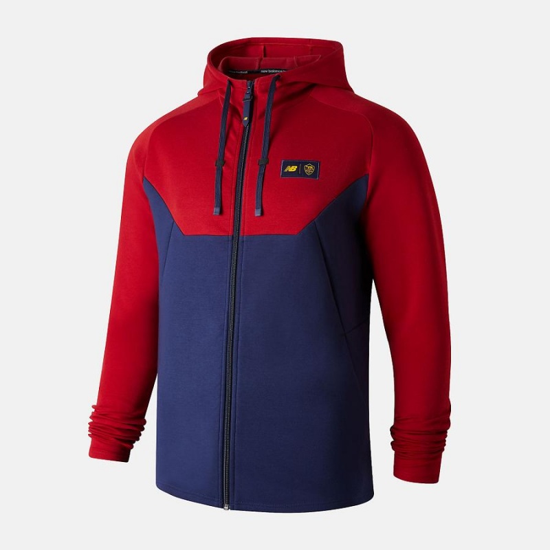 Sudadera con Capucha New Balance AS Roma Travel Zip Thru Hoody Hombre Azules Rojas | EC 1303YU