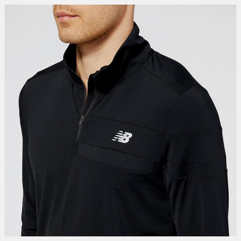 Sudadera con Capucha New Balance Accelerate Half Zip Hombre Negras | EC 1302TV