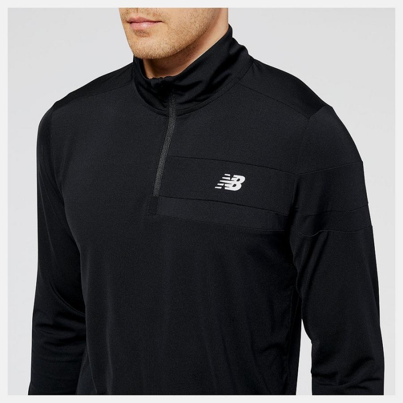 Sudadera con Capucha New Balance Accelerate Half Zip Hombre Negras | EC 1302TV