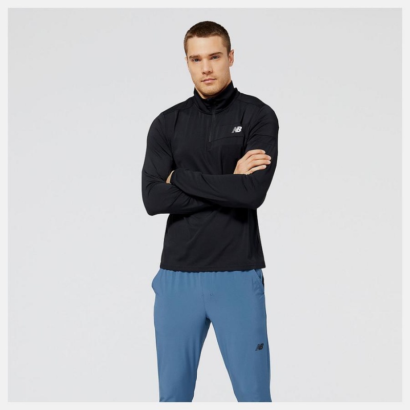 Sudadera con Capucha New Balance Accelerate Half Zip Hombre Negras | EC 1302TV