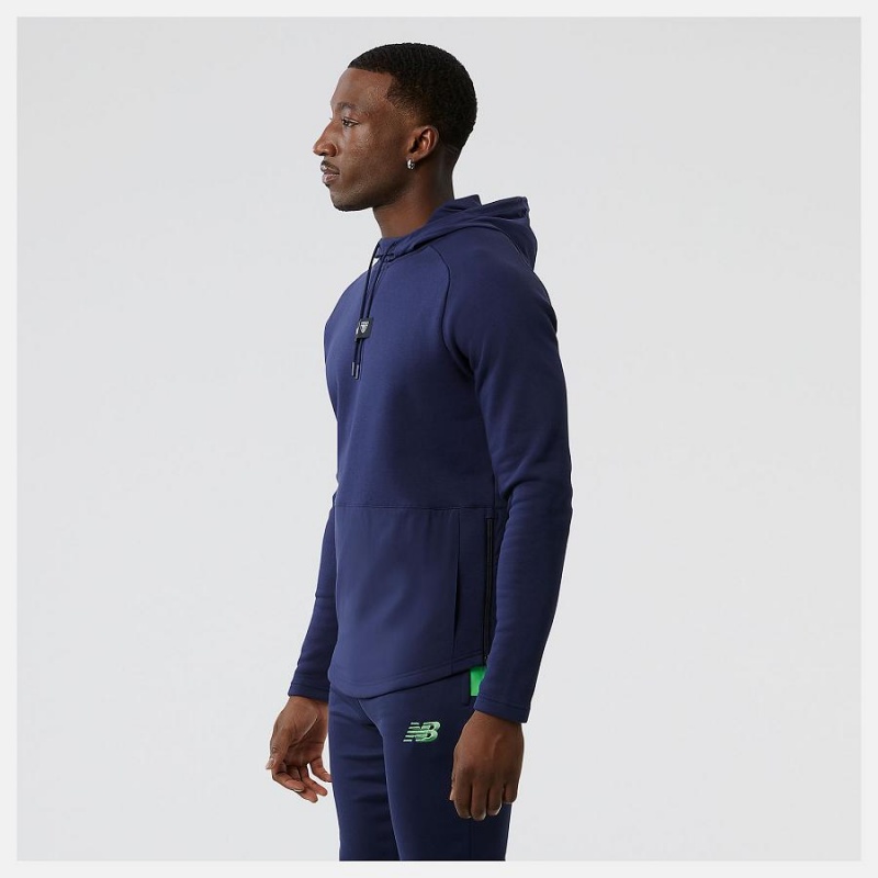 Sudadera con Capucha New Balance Athletic Club Overhead Hoody Hombre Azul Marino | EC 1305IS