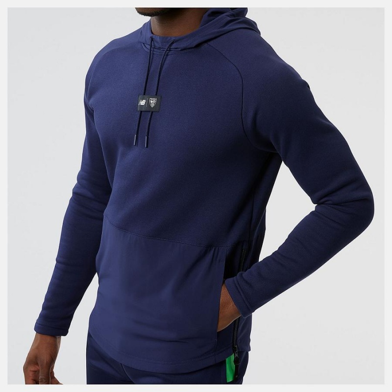 Sudadera con Capucha New Balance Athletic Club Overhead Hoody Hombre Azul Marino | EC 1305IS