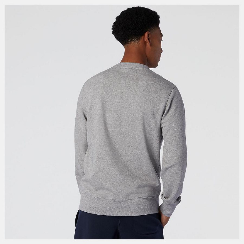 Sudadera con Capucha New Balance Essentials Stacked Logo Crew Hombre Gris | EC 1320VD