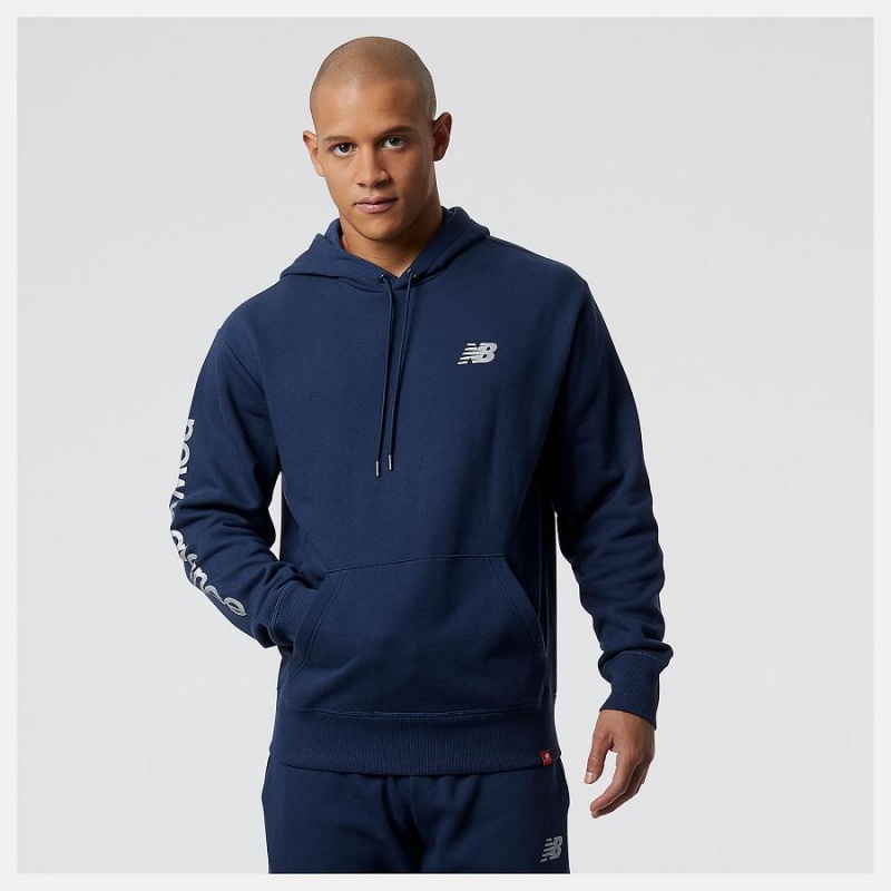 Sudadera con Capucha New Balance Essentials Metallic Hombre Azules | EC 1318XF